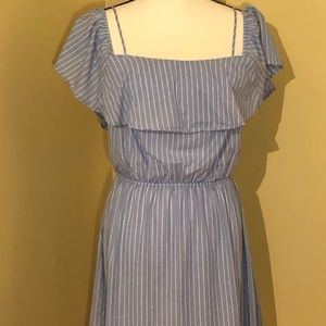 blue and white striped sundress